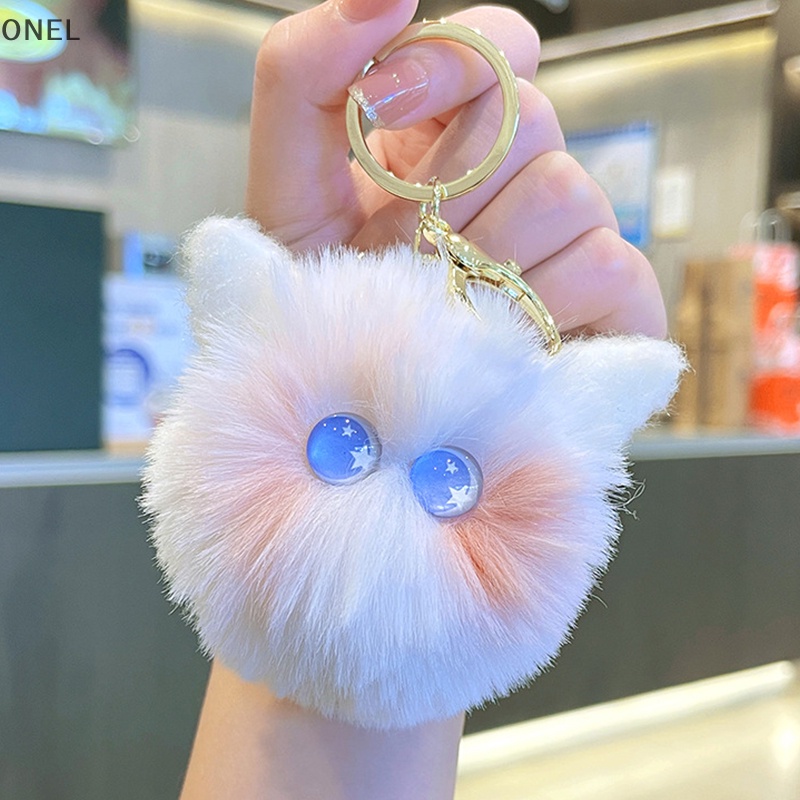 Móc Khóa Banh Lông Xù Hình Mèo Má Hồng onel Đáng Yêu Dành Cho Làm Quà Sinh Nhật vn