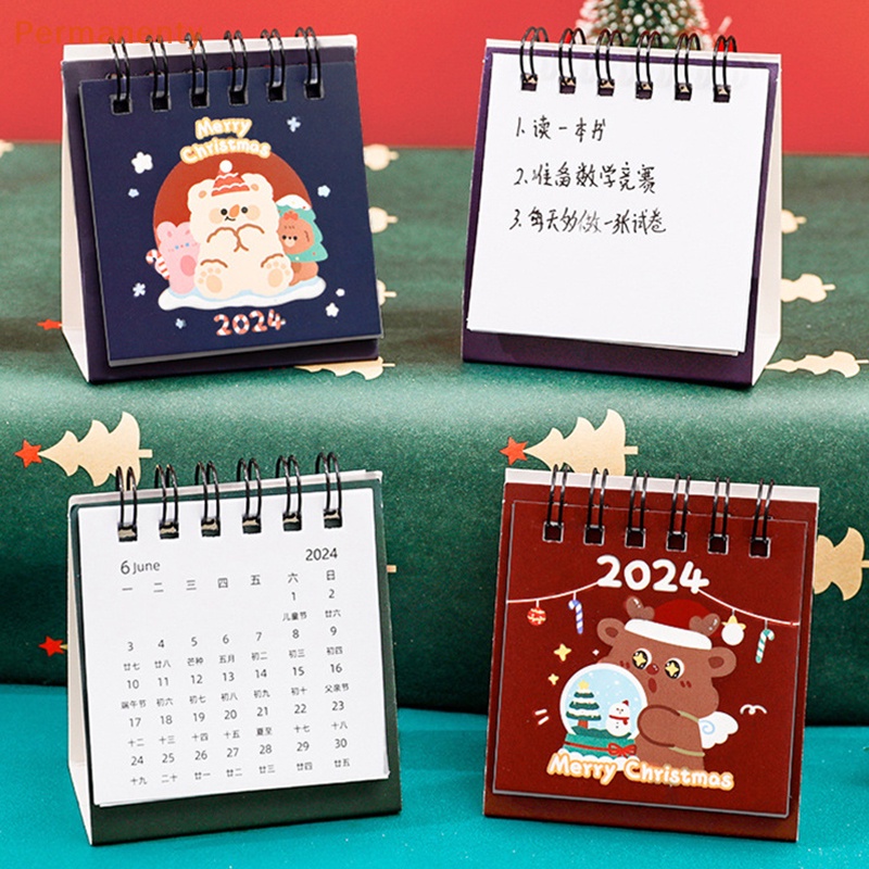 Lịch Để Bàn mini Năm 2024 kawaii Hoạt Hình Dễ Thương Ghi Chú Lập Kế Hoạch Hàng Ngày Để Bàn