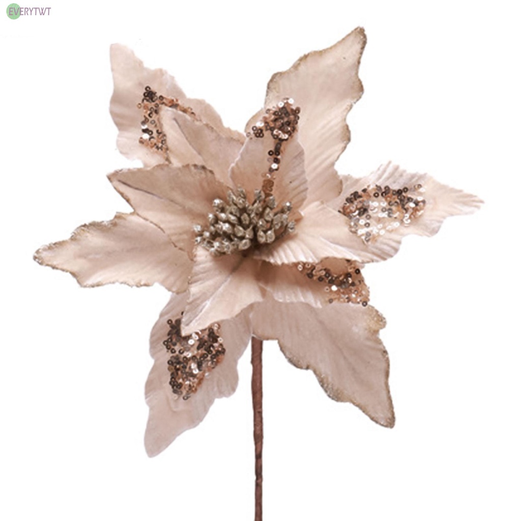 ⭐NEW ⭐28cm Christmas Poinsettia Glitter Flower Hanging Xmas Party Tree Decoration