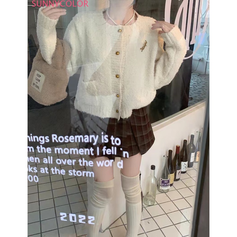SUNNYCOLOR Áo Len áo khoác cardigan Thời trang Cổ điển Korean Stylish WMY23A0O9N 42Z231021
