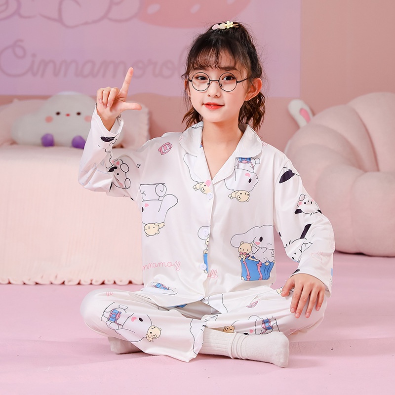 Bộ Đồ Ngủ Dài Tay Họa Tiết Hoạt Hình Xinh Xắn Theo Phong Cách Xuân Thu Dành Cho Bé 105-150cm
