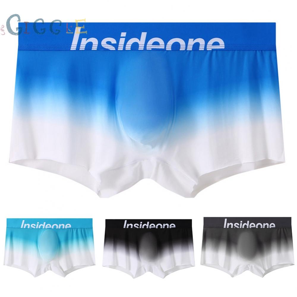 Mens Boxer Briefs Underwear Briefs High Waist Ice Silk Knickers Panties Pants