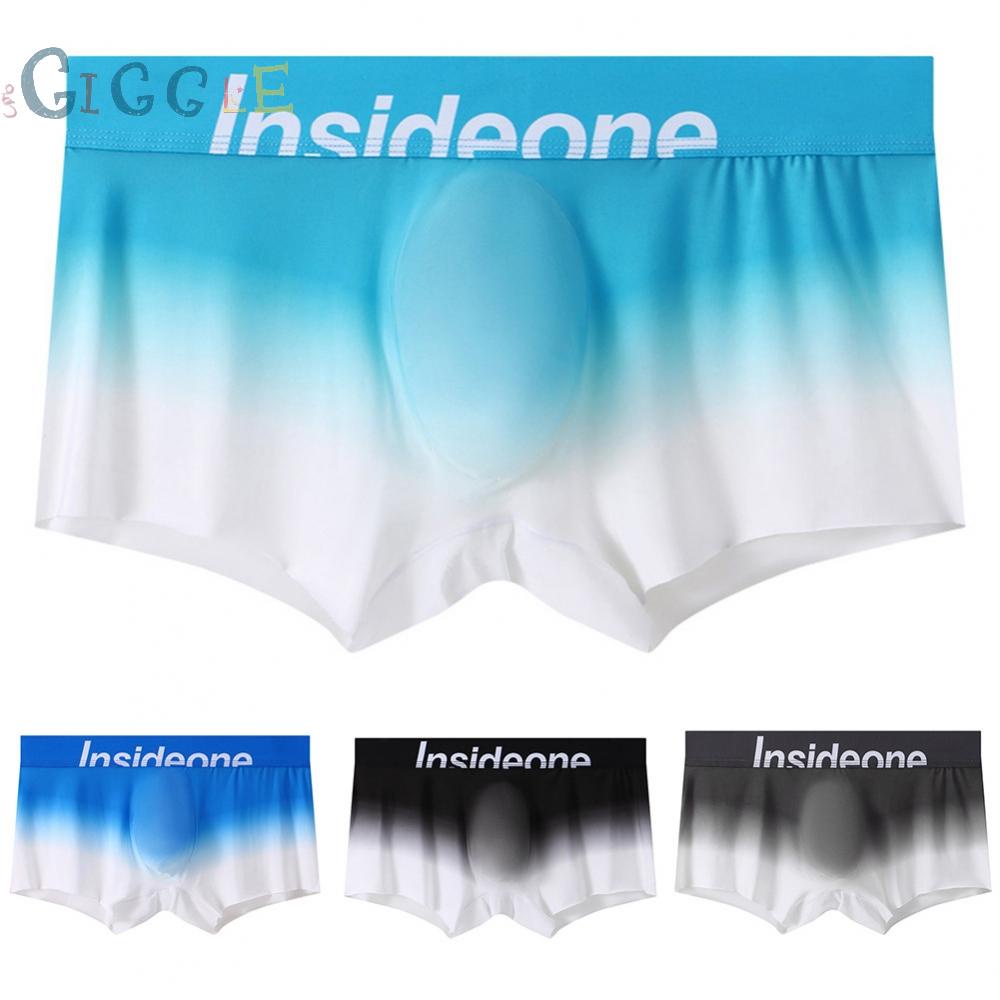 Mens Boxer Briefs Underwear Briefs High Waist Ice Silk Knickers Panties Pants
