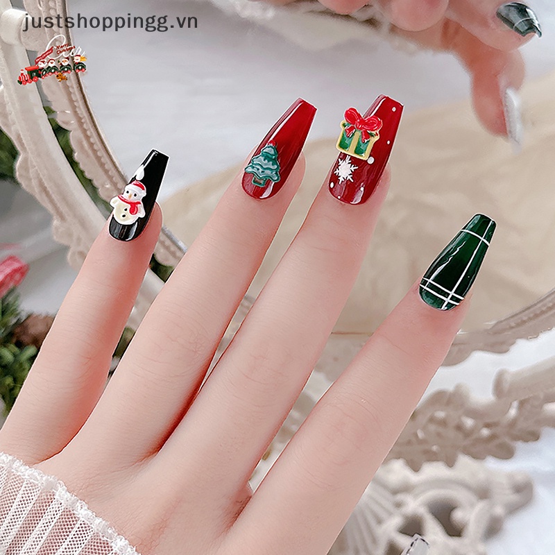 Set 20 Phụ Kiện Trang Trí Móng Tay 3d diy Hình Cây Thông Noel Dễ Thương