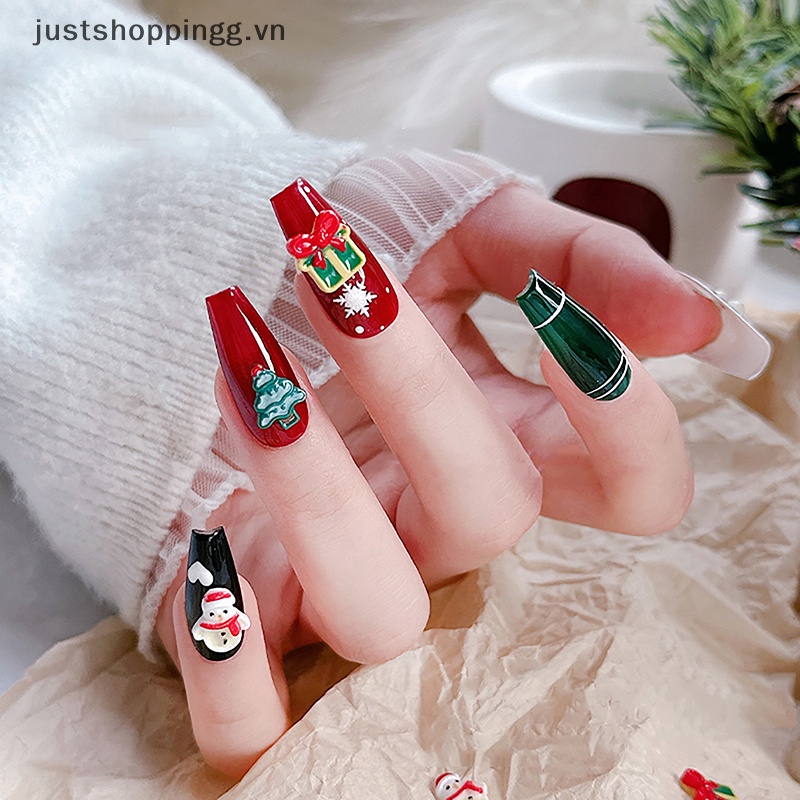 Set 20 Phụ Kiện Trang Trí Móng Tay 3d diy Hình Cây Thông Noel Dễ Thương