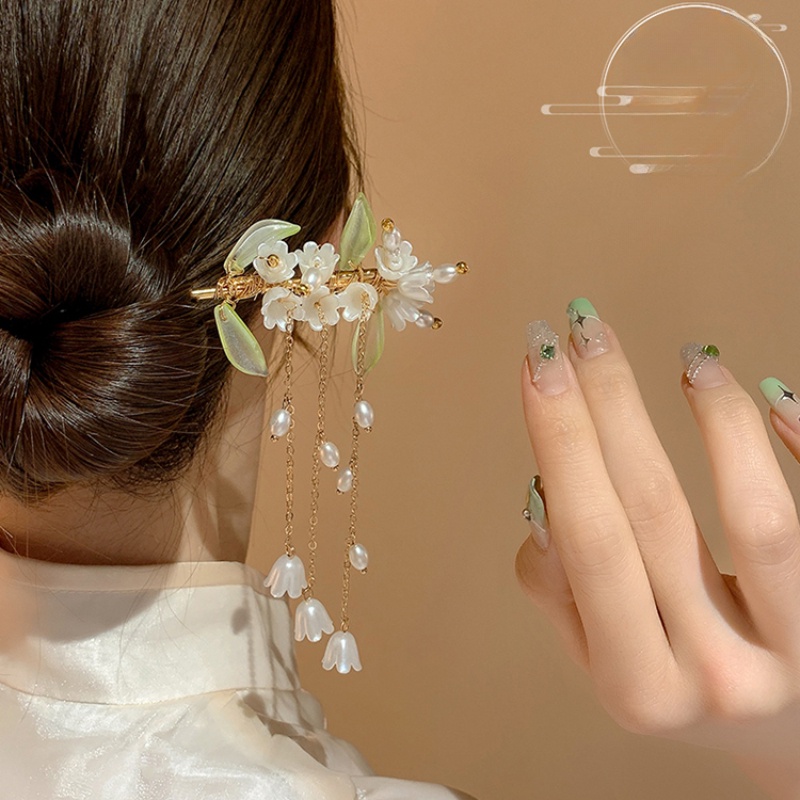 Thời Trang Trâm Cài Tóc Đính Tua Rua Phong Cách retro Cao Cấp