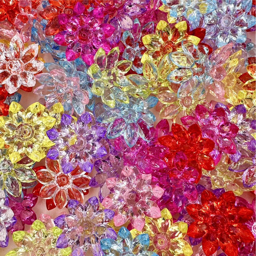 Set 5 Hạt Cườm Nhựa acrylic Trong Suốt Hình Hoa Sen 31mm Làm Trang Sức diy