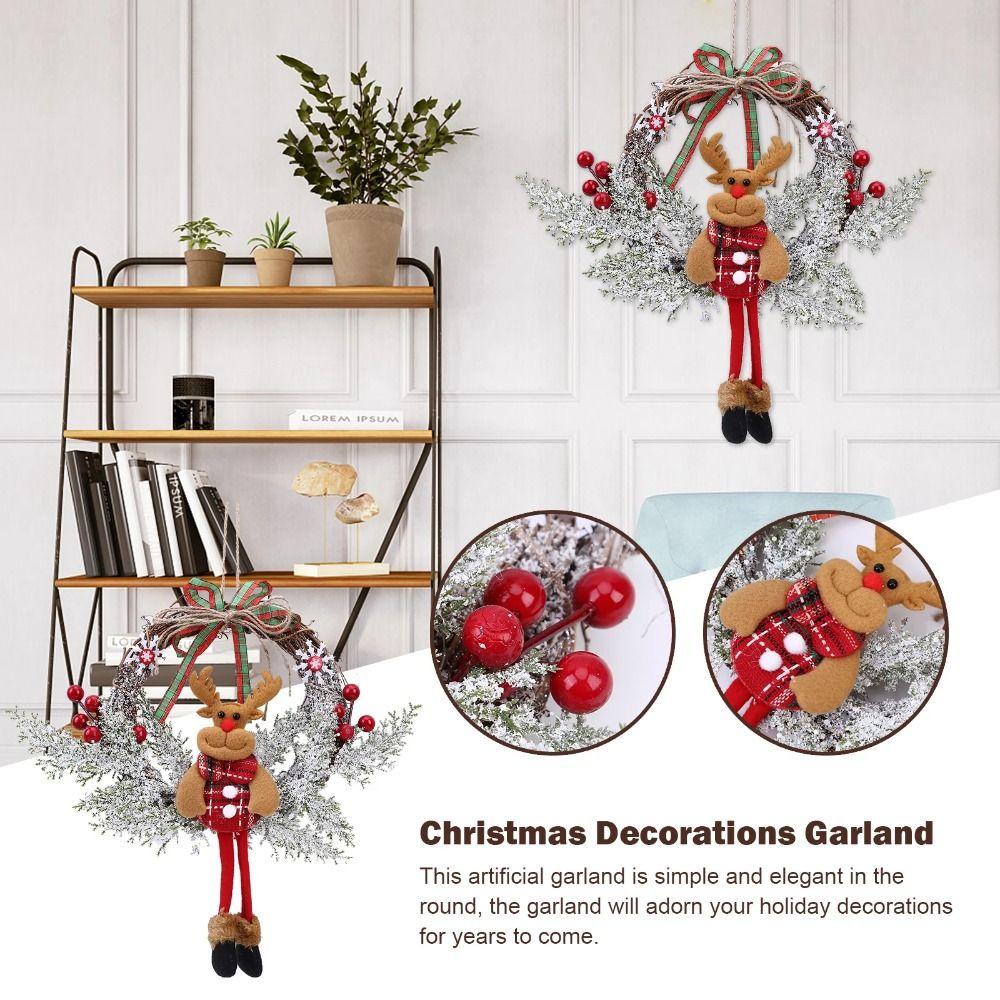 Twinkle Vòng Hoa Tuyết / Ông Già Noel / Nai Sừng Tấm Nhân Tạo Treo Cửa Ra Vào / Cửa Ra Vào Trang Trí Giáng Sinh Năm Mới