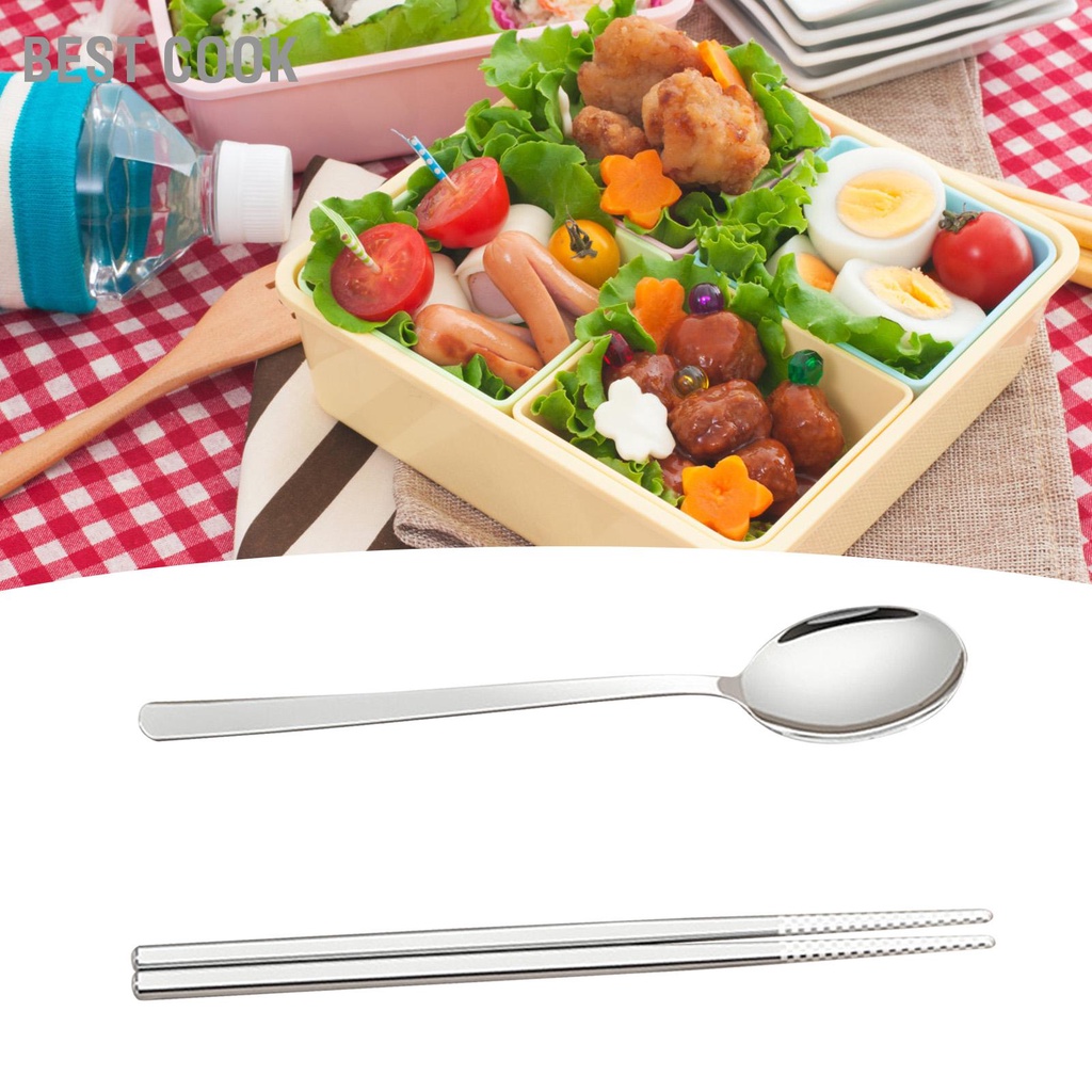 Best cook Bộ Thìa Và Đũa Kèm Hộp Du Lịch Inox Dụng Cụ Cho Công Việc Gia Đình Ngoài Trời