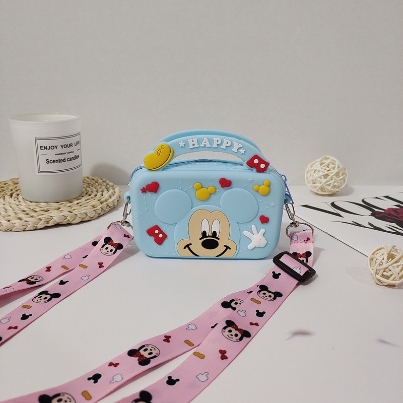 Disney Túi Đeo Chéo mini Bằng Silicagel Họa Tiết Hoạt Hình mickey Dễ Thương Cho Bé Gái