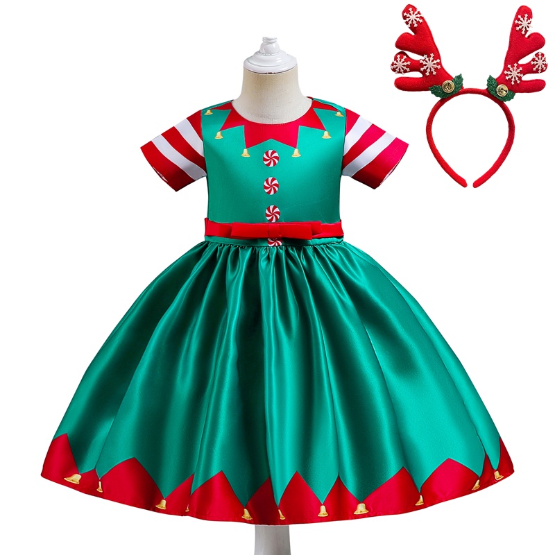 Đầm Công Chúa Hóa Trang Ông Già Noel Hoạt Hình Cho Bé Gái
