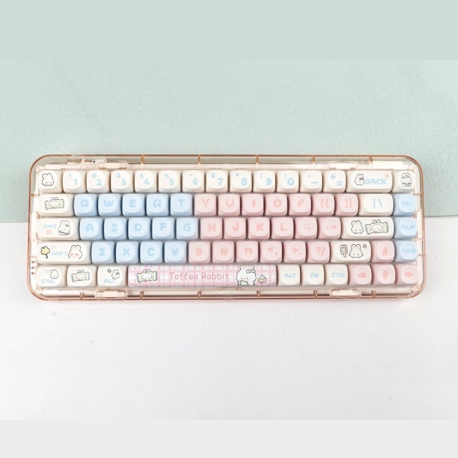Toffee Keycap PBT Thăng hoa MOA Profile 139 Phím Keycap màu hồng Màu hồng dễ thương Thích hợp cho các bạn gái Bàn phím cơ văn phòng chơi game Thích hợp cho các bạn gái Chơi game B'g