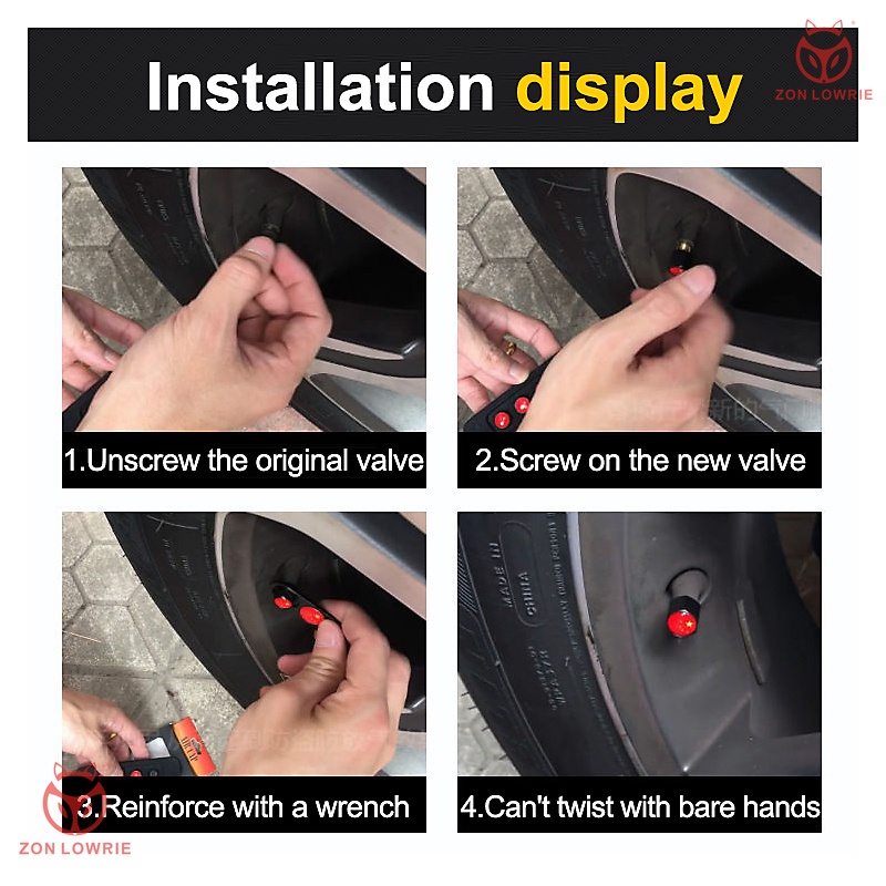 Set 4 Nắp Van Bánh Xe Hơi Bằng Kim Loại