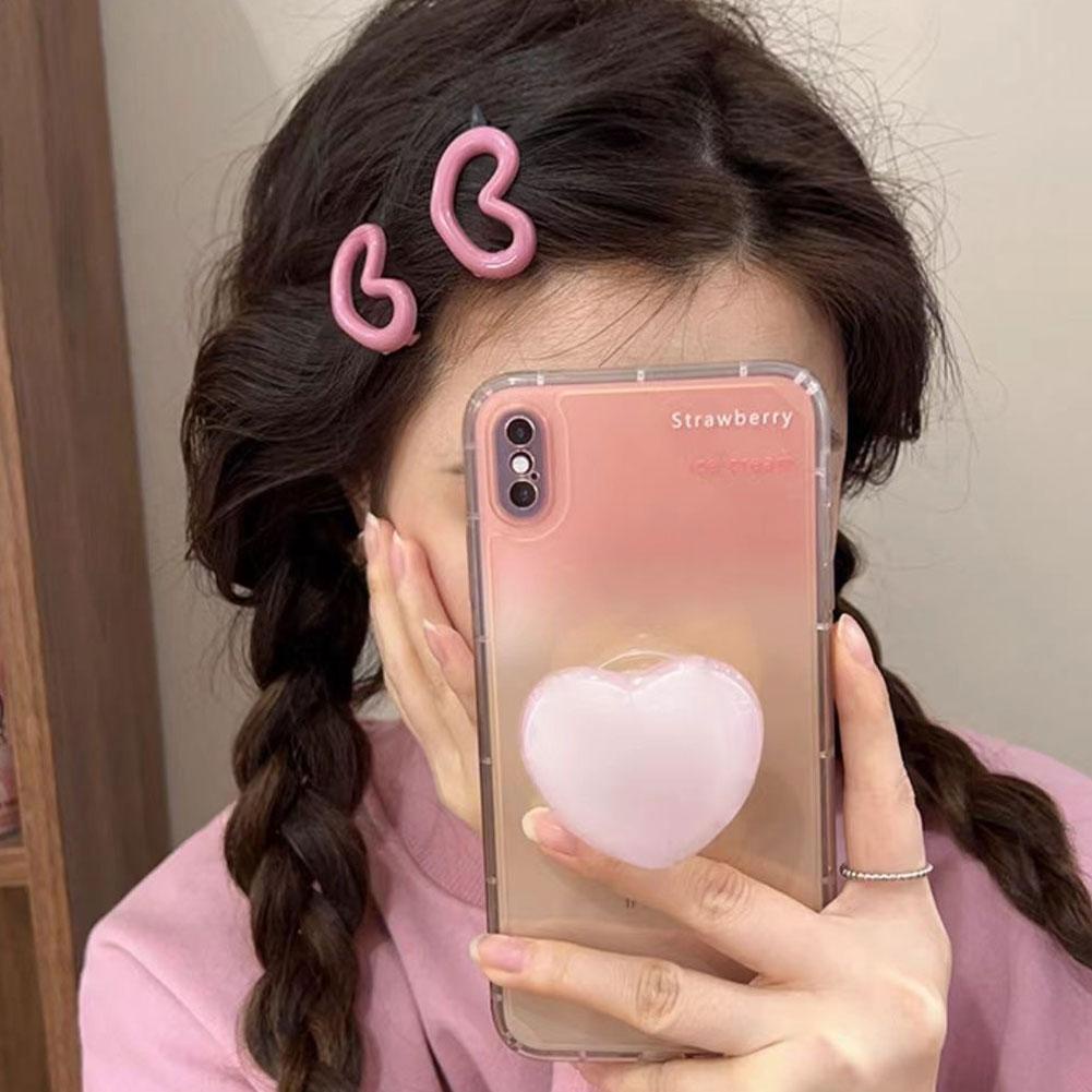 Kẹp Tóc Trang Trí Hình Ngôi Sao / Trái Tim Màu Hồng Ngọt Ngào q7z3