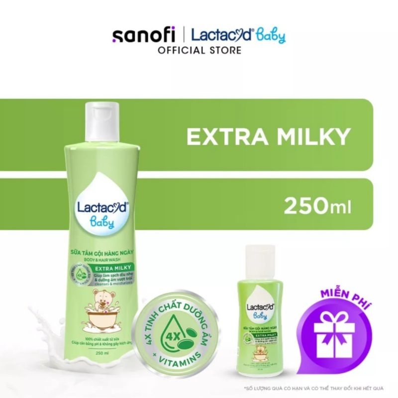 Sữa Tắm Gội Toàn Thân Cho Bé Lactacyd baby extra milky 250ml