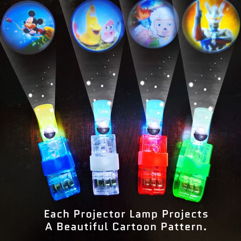 Đèn ngón tay chiếu Đèn chiếu hoạt hình Đèn chiếu đèn ngón tay Đồ chơi trẻ em 3-7 tuổi Một loạt các mẫu phát sáng nhẫn hoạt hình