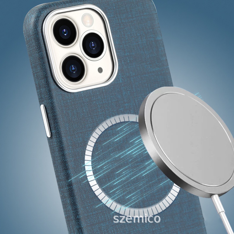 Phù Hợp Bao Da Điện Thoại Nắp Gập Từ Tính Phối Vải Cho iphone 15pro 14pro 13