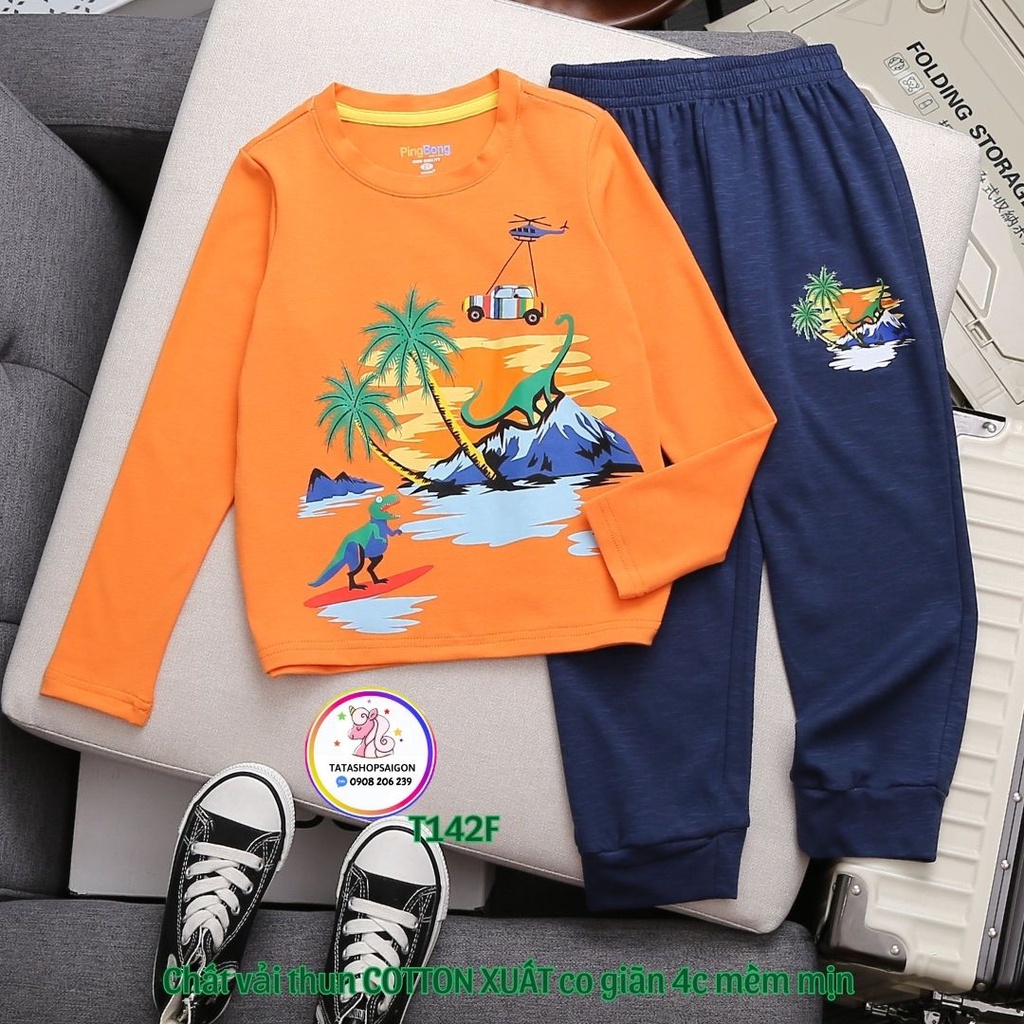 Đồ bộ bé trai tay dài size đại 11 đến 40kg thun cotton xuất VNXK T142