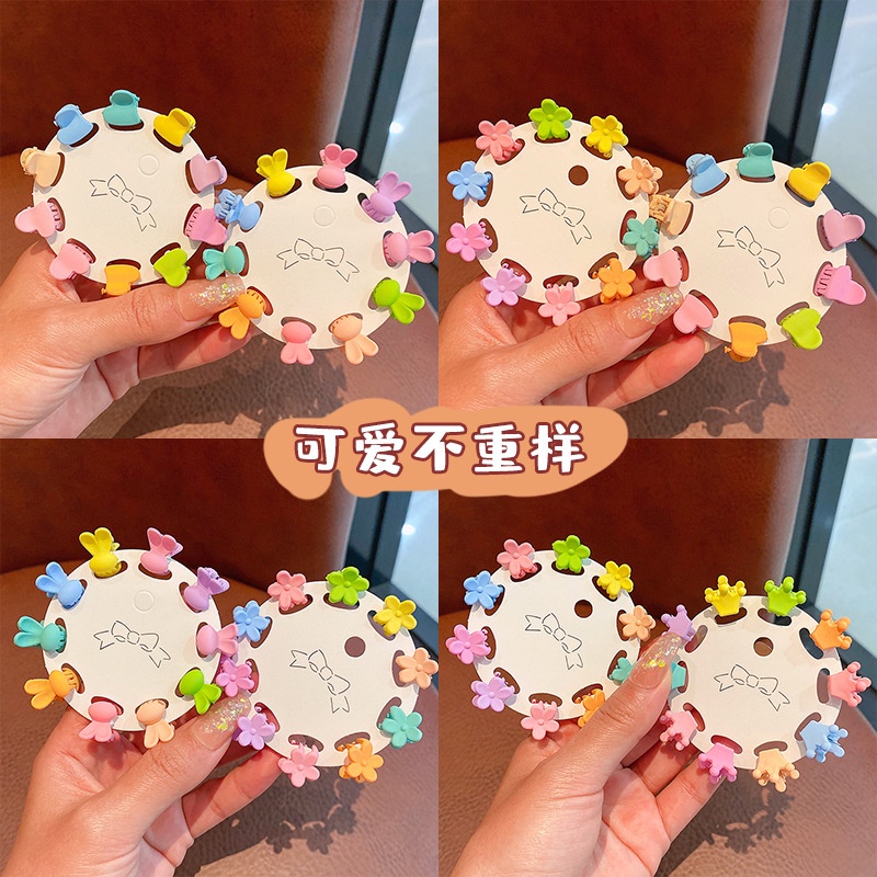 Set 10 Kẹp Tóc Nhỏ Hình Thỏ Và Hoa Nhiều Màu Sắc Dễ Thương Phong Cách Hàn Quốc Cho Bé Gái