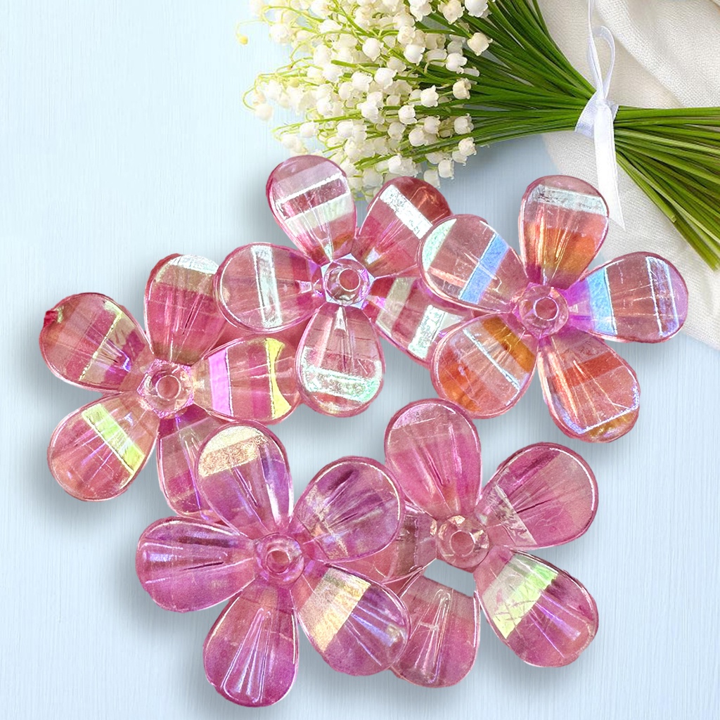 Set 5 Hạt Xỏ Lỗ 29mm Hình Hoa Làm Trang Sức Thủ Công Nec