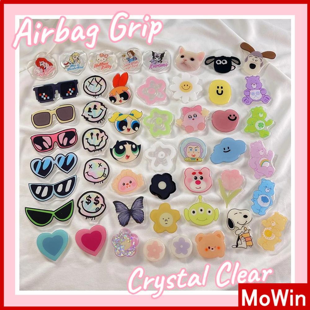 Vỏ điện thoại Grip Dễ thương Nhiều loại tay cầm Giá đỡ gấp túi khí trong suốt Tương thích với Vỏ điện thoại Đơn giản Có thể thay đổi mát mẻ Sáng tạo Phim hoạt hình mặt cười Gấu Kính râm Vỏ giữ