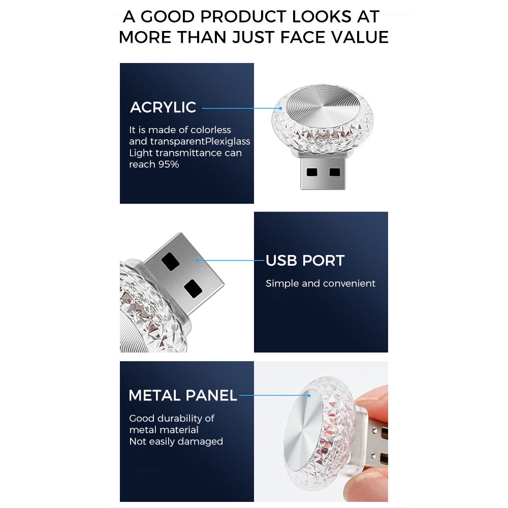 Đèn led usb Trang Trí Xe Hơi Tạo Không Khí Lãng Mạn