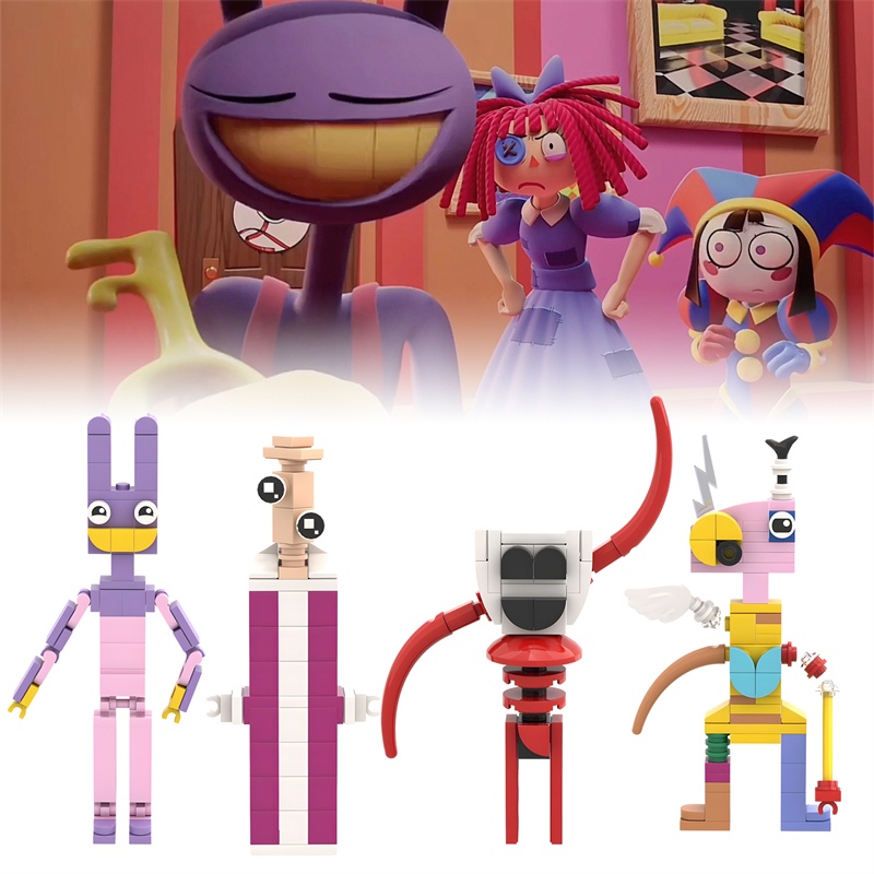 BuildMoc Magical Digital Circus Clown Bunny Khối xây dựng Pomni và Jax Gloink Búp bê Đồ chơi Giáng sinh cho trẻ em
