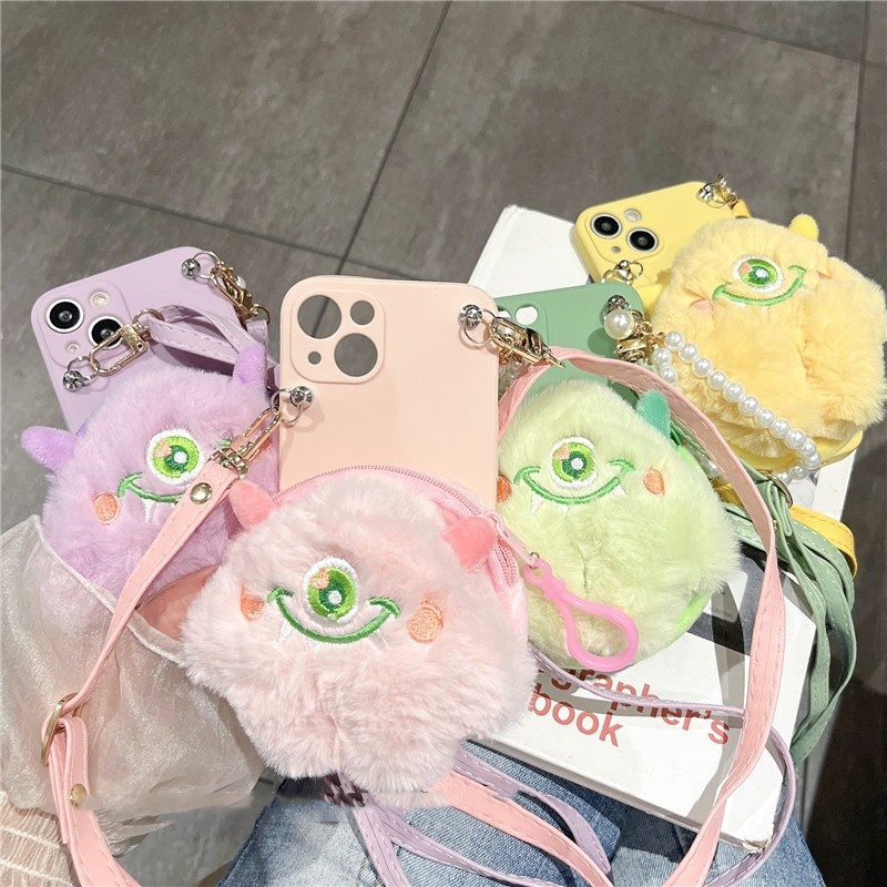 Hoạt Hình Ốp Điện Thoại Mềm Hình Quái Vật Hoạt Họa Phối Lông Cho iphone 5 5s 5se 6 6s 7 8 plus se 20