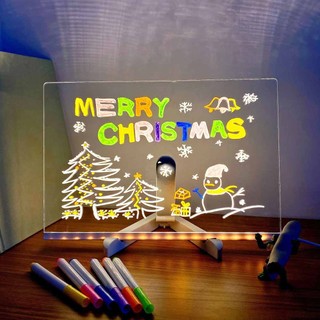 Erasable LED Note Board With 7 Color Pen Simple Desktop Drawing Message Board For Hotels Mall Bar Activity 20*30cm