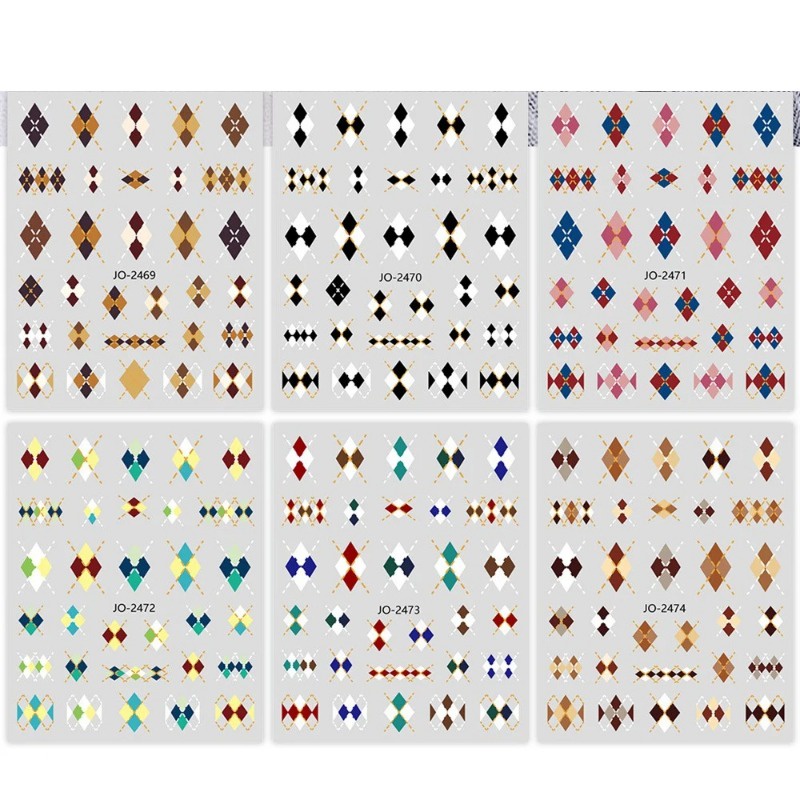 Miếng Dán Móng Tay Họa Tiết Hình Học 3d Phong Cách Tối Giản Thanh Lịch / Miếng Dán Móng Tay Hình Thoi Dập Nổi Mùa Thu Đông