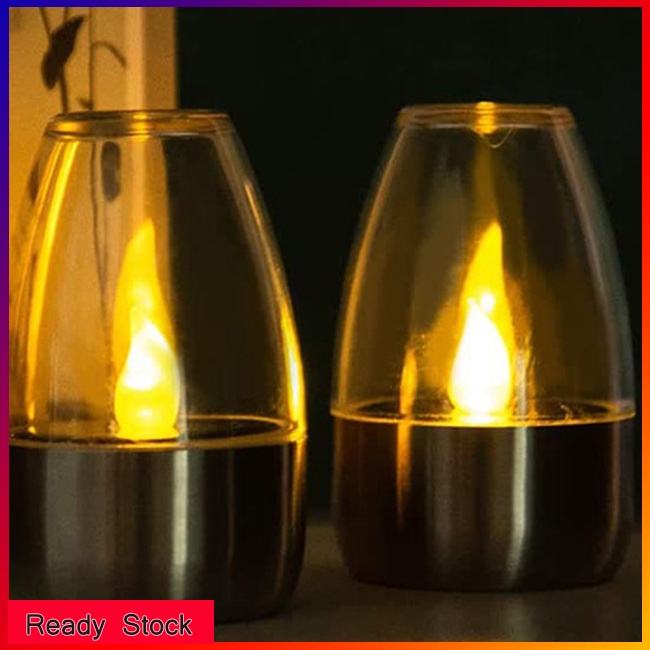 Lk Đèn led Năng Lượng Mặt Trời Hình Nến Không Ngọn Lửa Đế Bằng Thép Không Gỉ Trang Trí Nhà Cửa Tiệc halloween