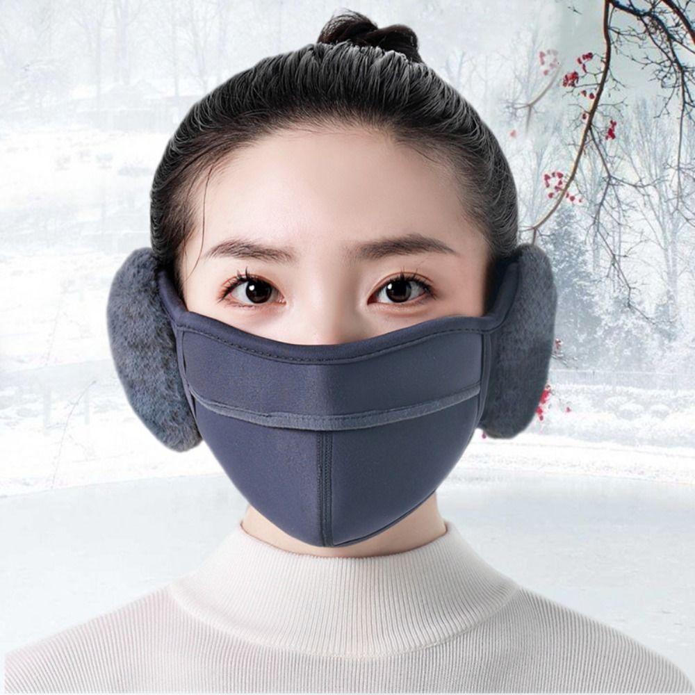 Khẩu trang lông cừu đeo tai giữ ấm chống bụi chống gió mùa đông cho nam