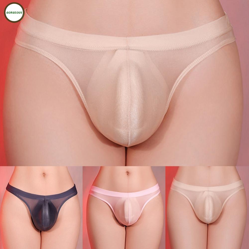 New Coming~Underwear Low Men Oil Shiny Panties Pink Rise See Through Sexy Stretch#Home Essentialses