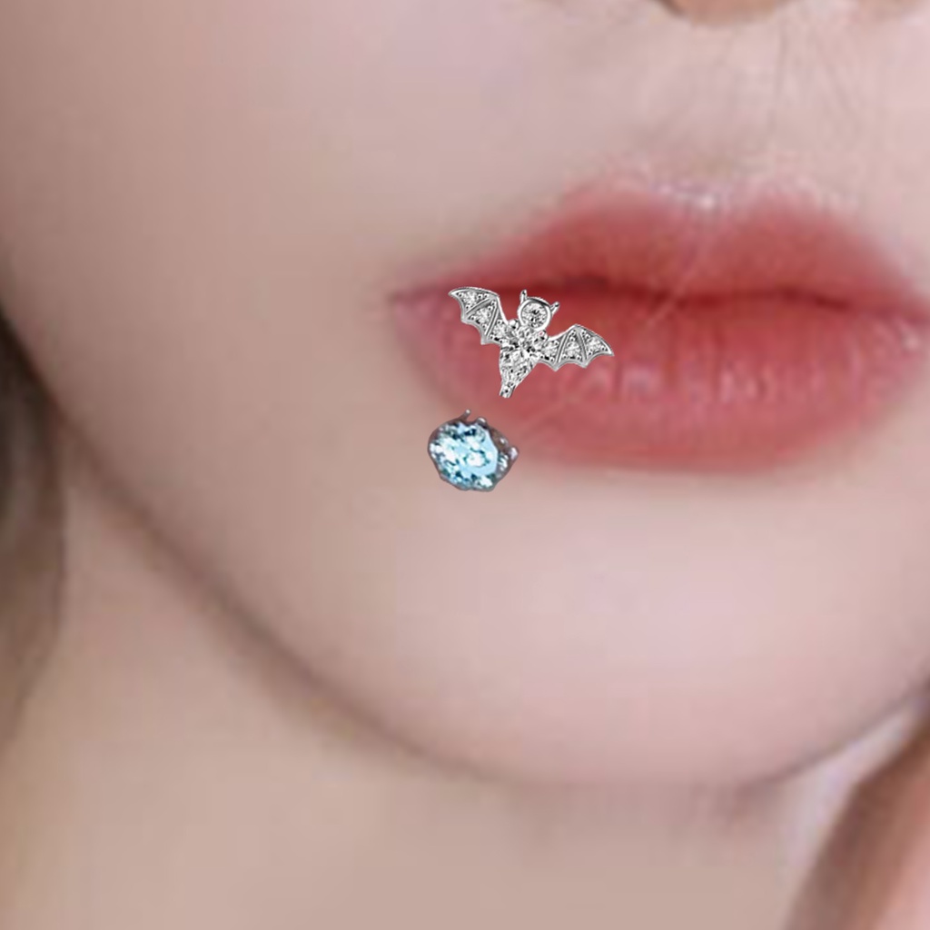1 Khuyên Xỏ Môi Đính Đá zircon Hình Bướm Trái Tim Bằng Thép Không Gỉ