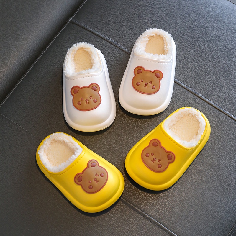 Dép Bông Đi Trong Nhà Đế Dày Chống Trượt Họa Tiết Hoạt Hình Thời Trang Thu Đông Cho Bé