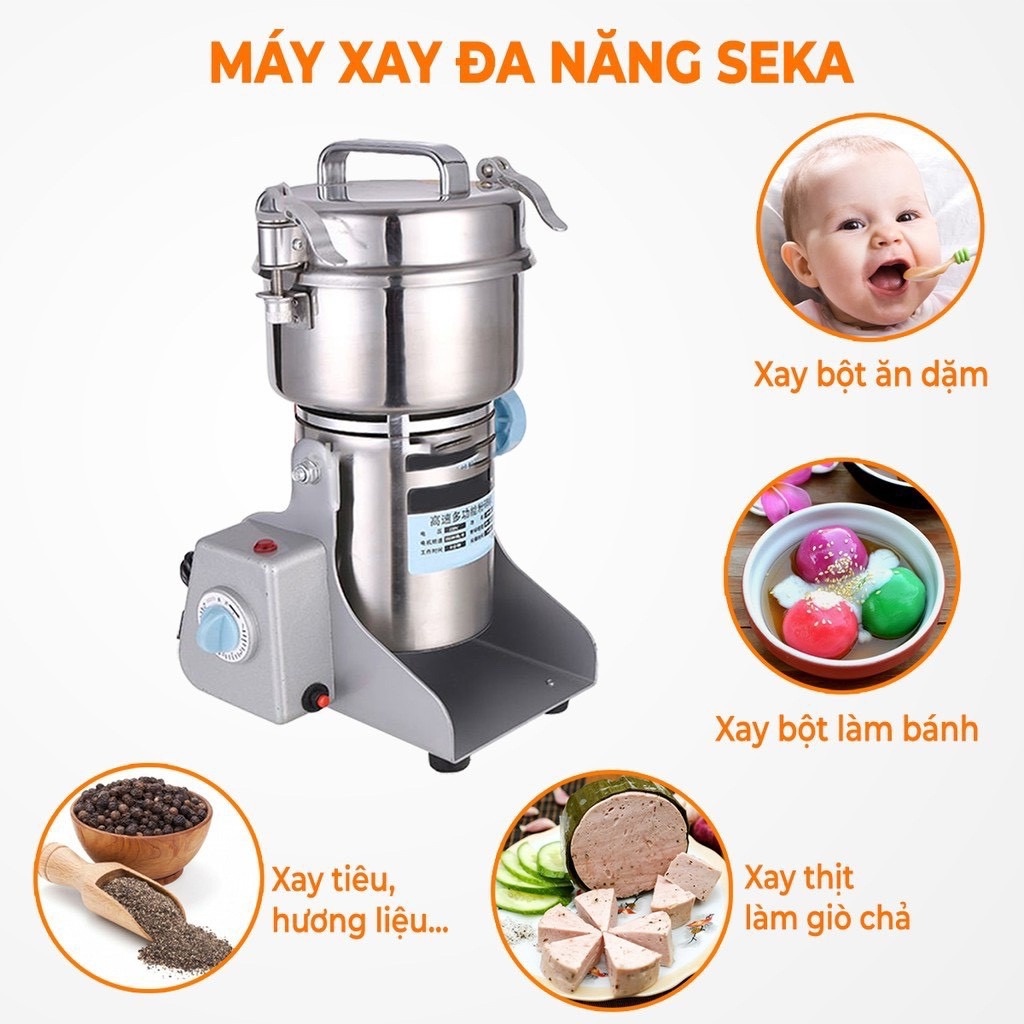 Máy Nghiền Đa Năng SEKA Bột Siêu Mịn Siêu Khỏe, Máy Xay Bột Khô Chính Hãng Công Suất 1400W, Dung Tích 1200ml