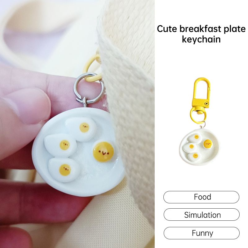 🌺🌺Móc Khóa Trang Trí Ba Lô / Túi Xách Hình Bánh Mì Trứng / Chuối Hoạt Hình Sáng Tạo Dễ Thương