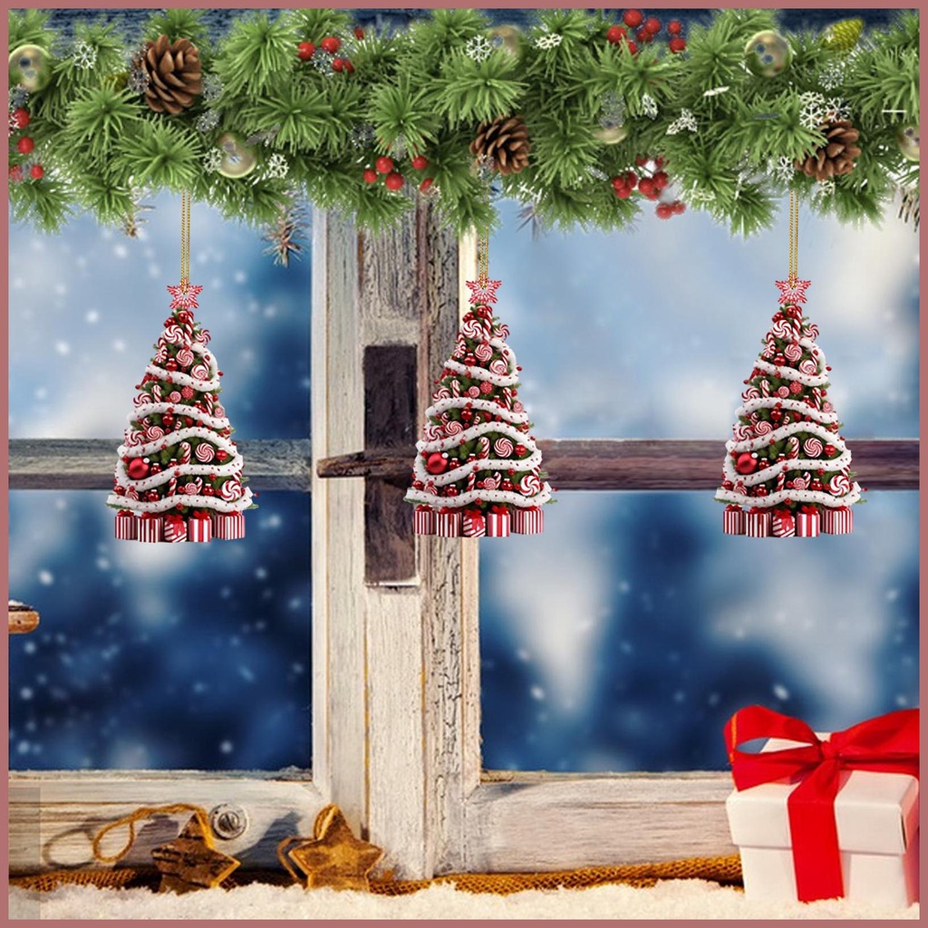 Phụ Kiện Trang Trí Cây Thông Giáng Sinh Bằng acrylic 2d Hai Mặt Dễ Thương