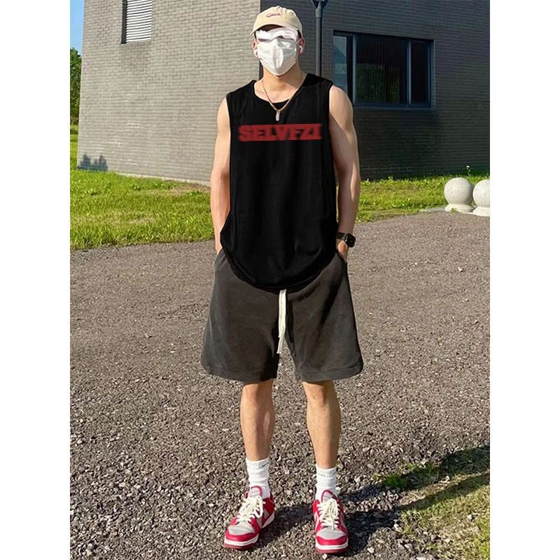 Áo Thun Ba Lỗ Thể Thao Dáng Rộng In Chữ Thời Trang Dành Cho Nam