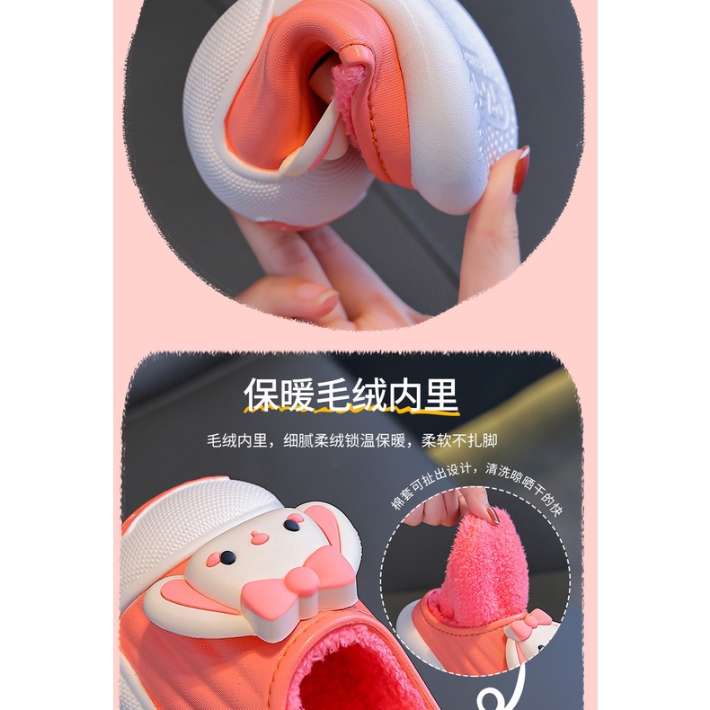 Dép Bông Đi Trong Nhà Chống Nước Giữ Ấm Mùa Đông Dành Cho Trẻ Em