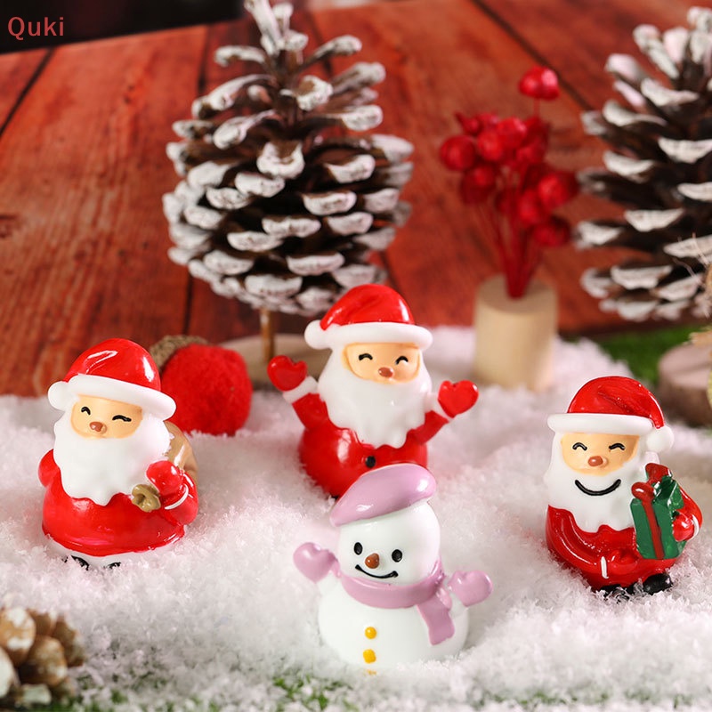 Qi 1 Mô Hình Ông Già Noel mini Bằng Nhựa resin Trang Trí Tiểu Cảnh Giáng Sinh