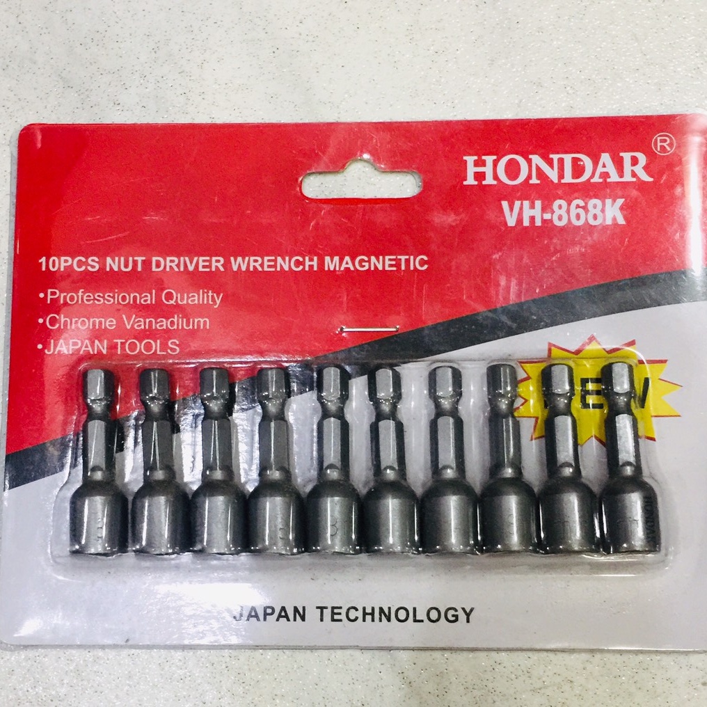 Bộ 10 đầu vít bắn tôn 8mm chuôi lục giác KONDAR cao cấp có hít cực mạnh vĩ giấy Vĩnh Hưng Tools