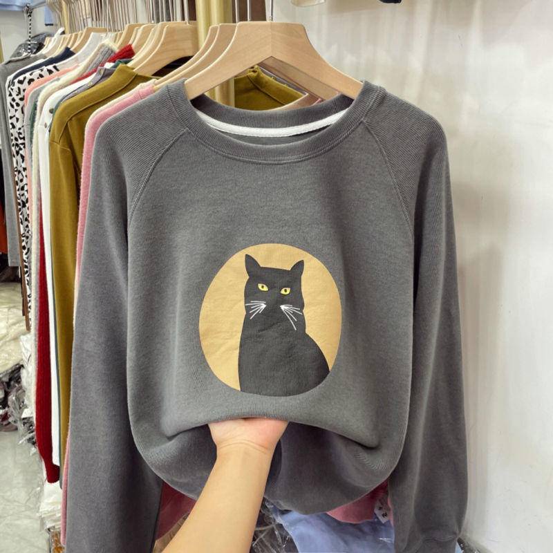 Áo Nỉ Tay Dài In Họa Tiết Hoạt Hình Phong Cách Hàn Quốc Thời Trang Mùa Thu Cho Nữ