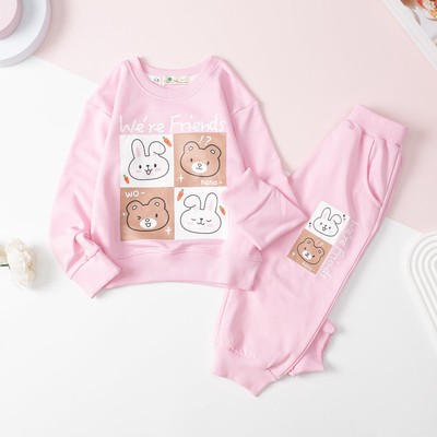 Bộ ấm, thu đông LITIBABY nỉ da cá in mặt thỏ cho bé từ 11kg - 24kg