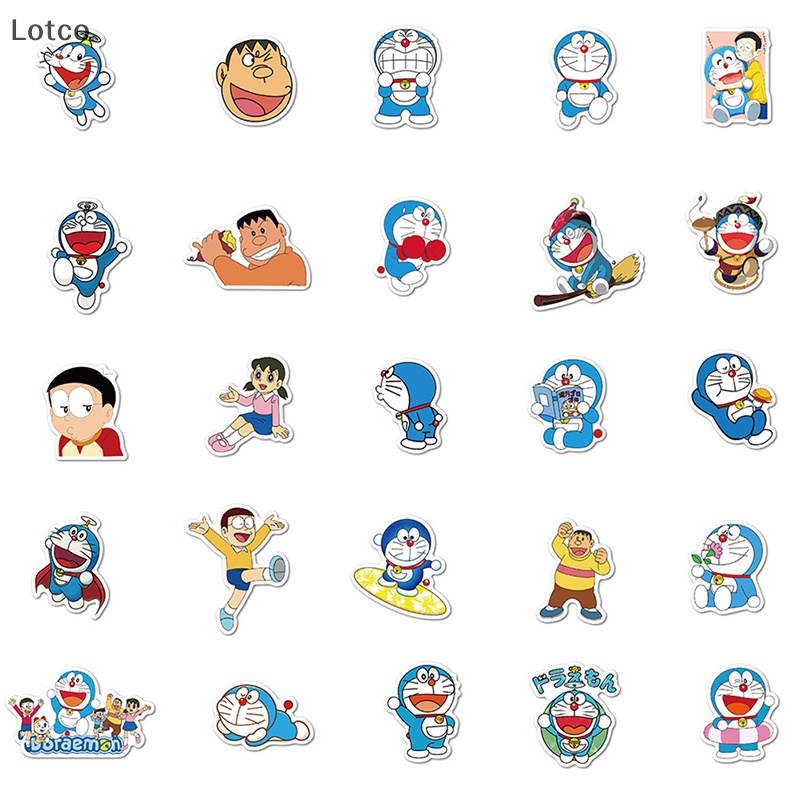 Bộ 50 Miếng Dán Hình doraemon Trang Trí Xe Hơi / Vali / Xe Máy / laptop vn