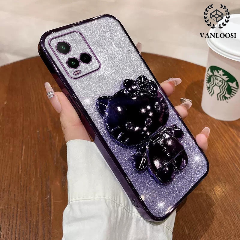 Ốp lưng vivo y21 y21s y33s y21a y21t Ốp Điện Thoại Mềm Mạ Điện Chống Rơi Họa Tiết Mèo Dễ Thương Cho vivo y21 y21s y33s y21a y21t