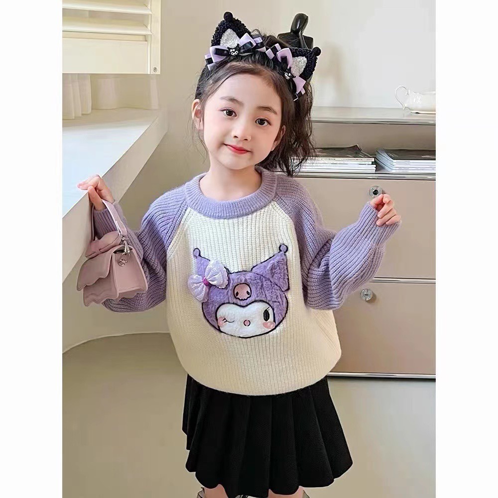 Áo len chui đầu hình coromi cho bé gái