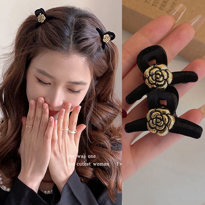 Kẹp Tóc Nơ Đỏ Đen Kiểu Công Chúa 1 Cái