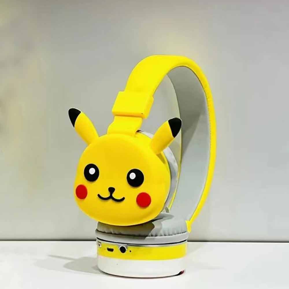 Pokemon Pikachu Bluetooth Headphone Wireless Headset Stereo Earphone Mic yellow