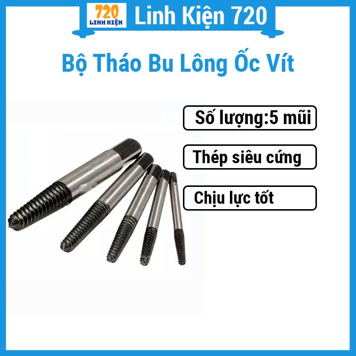 Bộ tháo bu lông ốc vít-5 mũi (tháo khoét ốc gẫy trờn ren)